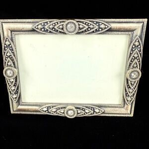 Carr Picture Frame 2X3 Photo Silver Tone Rectangle Rhinestone Jeweled Excellent